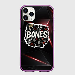 Чехол iPhone 11 Pro матовый Bones logo stickers, цвет: 3D-фиолетовый