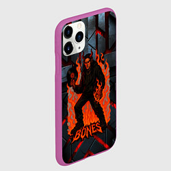 Чехол iPhone 11 Pro матовый Bones в стиле дьявола с пластинкой, цвет: 3D-фиолетовый — фото 2