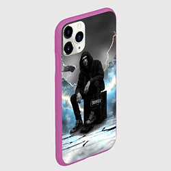 Чехол iPhone 11 Pro матовый Bones на фоне молний, цвет: 3D-фиолетовый — фото 2