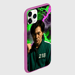 Чехол iPhone 11 Pro матовый Игра в кальмара - игрок 218 с кулаком, цвет: 3D-фиолетовый — фото 2