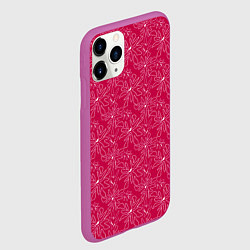 Чехол iPhone 11 Pro матовый Цветочный рисунок пером на красном фоне, цвет: 3D-фиолетовый — фото 2