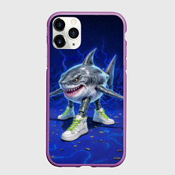 Чехол iPhone 11 Pro матовый Тралалеро тралала - акула киборг, цвет: 3D-фиолетовый