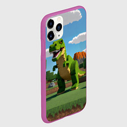 Чехол iPhone 11 Pro матовый Тираннозавр рекс - Майнкрафт, цвет: 3D-фиолетовый — фото 2