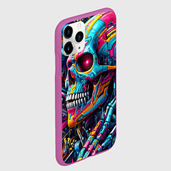 Чехол iPhone 11 Pro матовый Cyber skull - pattern, цвет: 3D-фиолетовый — фото 2