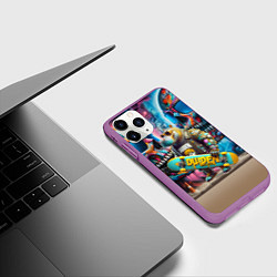 Чехол iPhone 11 Pro матовый Hippo with longboard - graffiti, цвет: 3D-фиолетовый — фото 2