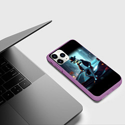 Чехол iPhone 11 Pro матовый Бендер счастливый владелец Ламборджини, цвет: 3D-фиолетовый — фото 2