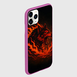 Чехол iPhone 11 Pro матовый Инфернальный волк, цвет: 3D-фиолетовый — фото 2