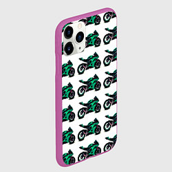 Чехол iPhone 11 Pro матовый Motorcycle turquoise, цвет: 3D-фиолетовый — фото 2