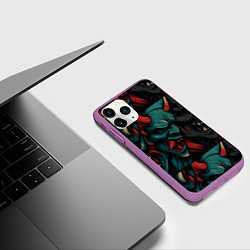 Чехол iPhone 11 Pro матовый Демоны Они - нейроарт, цвет: 3D-фиолетовый — фото 2