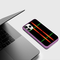 Чехол iPhone 11 Pro матовый Neon green black red line, цвет: 3D-фиолетовый — фото 2
