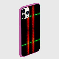 Чехол iPhone 11 Pro матовый Color black green red lines, цвет: 3D-фиолетовый — фото 2