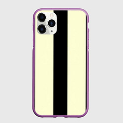 Чехол iPhone 11 Pro матовый Color black beige line, цвет: 3D-фиолетовый