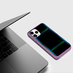 Чехол iPhone 11 Pro матовый Neon green light blue, цвет: 3D-фиолетовый — фото 2