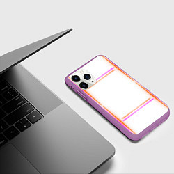 Чехол iPhone 11 Pro матовый Neon white orange pink, цвет: 3D-фиолетовый — фото 2