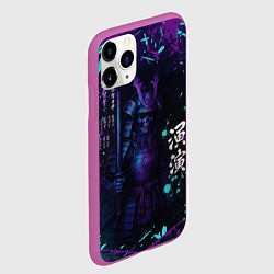 Чехол iPhone 11 Pro матовый Призрачный самурай - неоновый арт, цвет: 3D-фиолетовый — фото 2