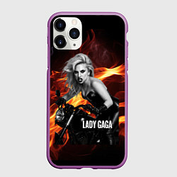Чехол iPhone 11 Pro матовый Леди Гага на мотоцикле, цвет: 3D-фиолетовый