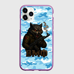Чехол iPhone 11 Pro матовый Волк с красными глазами ВМФ, цвет: 3D-фиолетовый