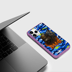 Чехол iPhone 11 Pro матовый ВМФ злой медведь в шлеме, цвет: 3D-фиолетовый — фото 2