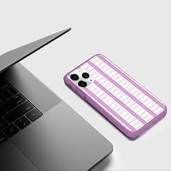 Чехол iPhone 11 Pro матовый Color white cage pink line, цвет: 3D-фиолетовый — фото 2