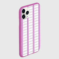 Чехол iPhone 11 Pro матовый Color white cage pink line, цвет: 3D-фиолетовый — фото 2