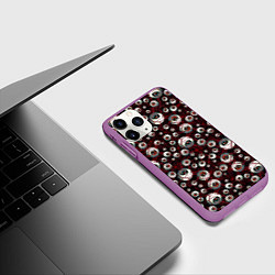 Чехол iPhone 11 Pro матовый Глаза монстры, цвет: 3D-фиолетовый — фото 2