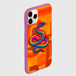 Чехол iPhone 11 Pro матовый Змея в абстракции, цвет: 3D-фиолетовый — фото 2