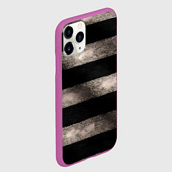 Чехол iPhone 11 Pro матовый Черно-белая тельняшка текстура, цвет: 3D-фиолетовый — фото 2