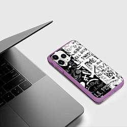 Чехол iPhone 11 Pro матовый Doom x liil peep pattern black, цвет: 3D-фиолетовый — фото 2