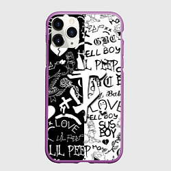 Чехол iPhone 11 Pro матовый Doom x liil peep pattern black, цвет: 3D-фиолетовый