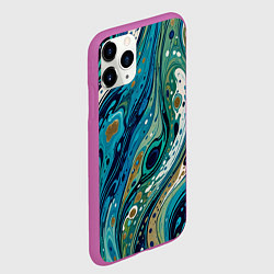 Чехол iPhone 11 Pro матовый Сине-зеленый абстрактный узор, цвет: 3D-фиолетовый — фото 2