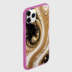 Чехол iPhone 11 Pro матовый Черный агат и жидкое золото, цвет: 3D-фиолетовый — фото 2