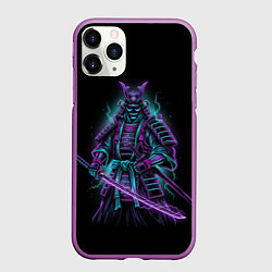 Чехол iPhone 11 Pro матовый Неоновый электросамурай, цвет: 3D-фиолетовый