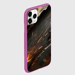 Чехол iPhone 11 Pro матовый Искры метала под камуфляжем, цвет: 3D-фиолетовый — фото 2