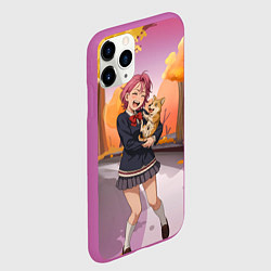 Чехол iPhone 11 Pro матовый Сиратори Айра Дандадан с щенком, цвет: 3D-фиолетовый — фото 2
