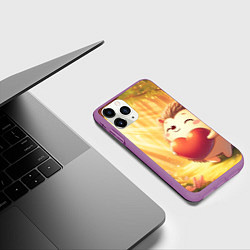 Чехол iPhone 11 Pro матовый Солнечный ёж в лесу, цвет: 3D-фиолетовый — фото 2