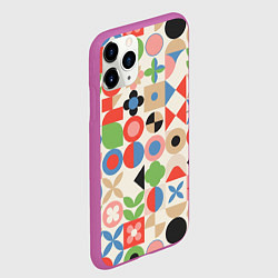 Чехол iPhone 11 Pro матовый Геометрический узор с цветочными элементами - ретр, цвет: 3D-фиолетовый — фото 2