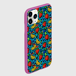 Чехол iPhone 11 Pro матовый Летний вайб - фрукты и ягоды паттерн, цвет: 3D-фиолетовый — фото 2