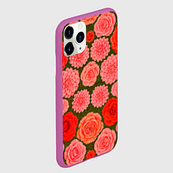 Чехол iPhone 11 Pro матовый Цветочная поляна паттерн, цвет: 3D-фиолетовый — фото 2