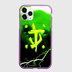 Чехол iPhone 11 Pro матовый Doom шторм кислотное лого, цвет: 3D-фиолетовый