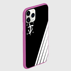 Чехол iPhone 11 Pro матовый Doom white geometry, цвет: 3D-фиолетовый — фото 2