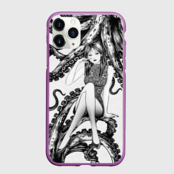 Чехол iPhone 11 Pro матовый Junji Ito Death Stranding Tomie and octopus patter, цвет: 3D-фиолетовый