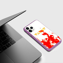 Чехол iPhone 11 Pro матовый Ведьмак огонь лого, цвет: 3D-фиолетовый — фото 2