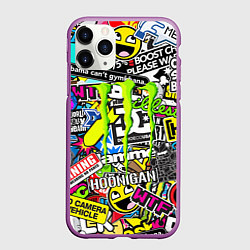 Чехол iPhone 11 Pro матовый Monster energy logo brend, цвет: 3D-фиолетовый