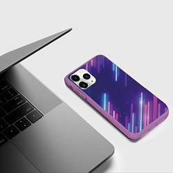 Чехол iPhone 11 Pro матовый Абстракция бело синие красные полосы, цвет: 3D-фиолетовый — фото 2