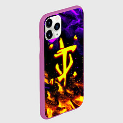 Чехол iPhone 11 Pro матовый Doom огненный стиль, цвет: 3D-фиолетовый — фото 2