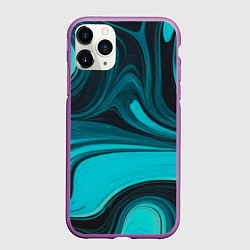 Чехол iPhone 11 Pro матовый Мраморный малахитовый узор из изумрудных разводов, цвет: 3D-фиолетовый