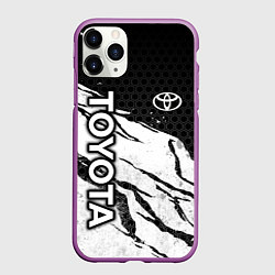 Чехол iPhone 11 Pro матовый Toyota - черный и белый, цвет: 3D-фиолетовый