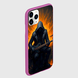 Чехол iPhone 11 Pro матовый Гитарист играющий в пламени, цвет: 3D-фиолетовый — фото 2