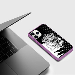 Чехол iPhone 11 Pro матовый Liverpool текстура спорт, цвет: 3D-фиолетовый — фото 2