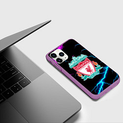 Чехол iPhone 11 Pro матовый Liverpool neon storm, цвет: 3D-фиолетовый — фото 2
